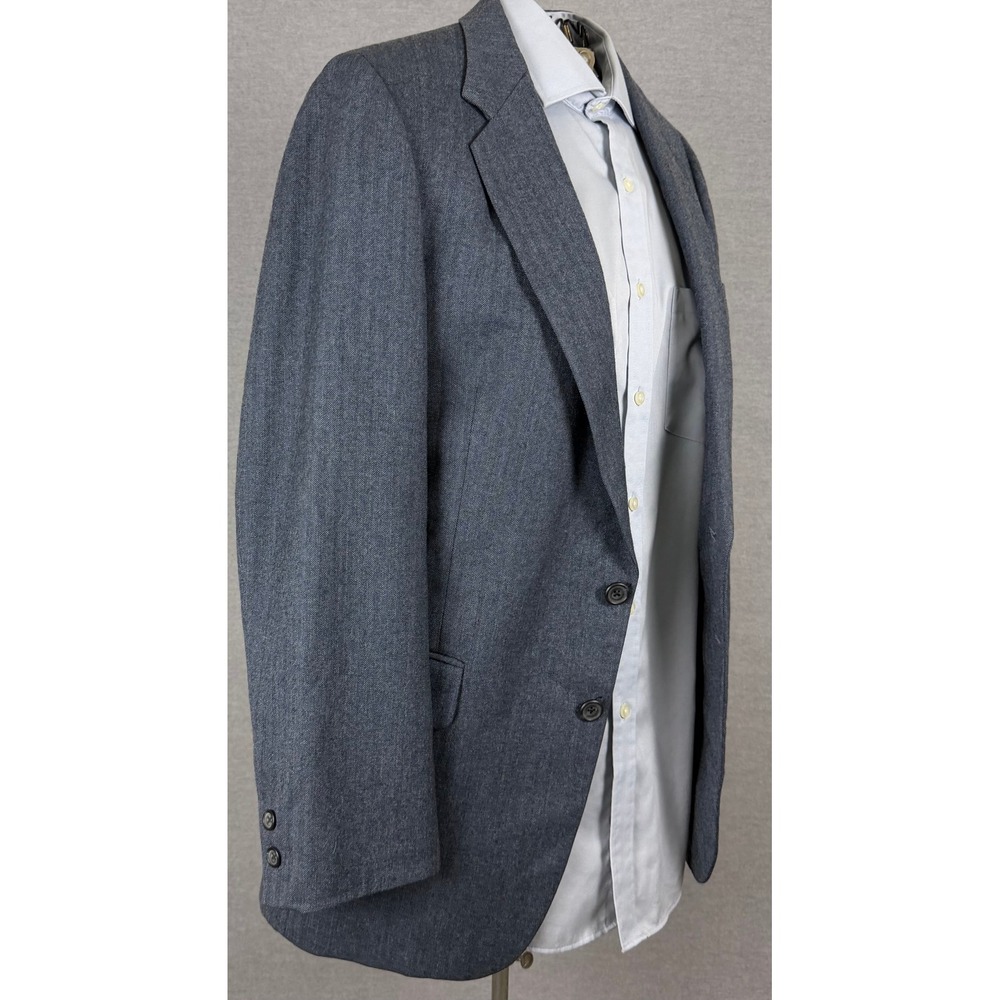 Vintage Daks London New York Blue Herringbone Wool Blazer Sport Coat 38S